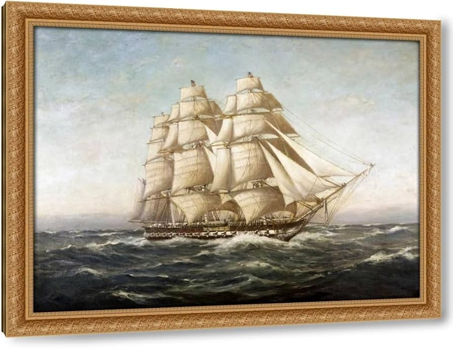Clark, Myron 24x19 Gold Ornate Framed Canvas Art Print Titled: U.S.S. Constitution | Amazon (US)