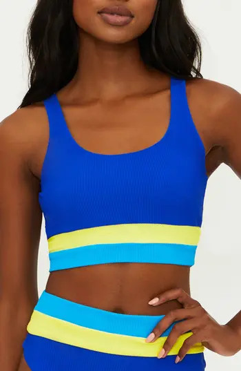 Beach Riot Mackenzine Colorblock Bikini Top in Riviera Colorblock at Nordstrom Rack, Size X-Large | Nordstrom Rack