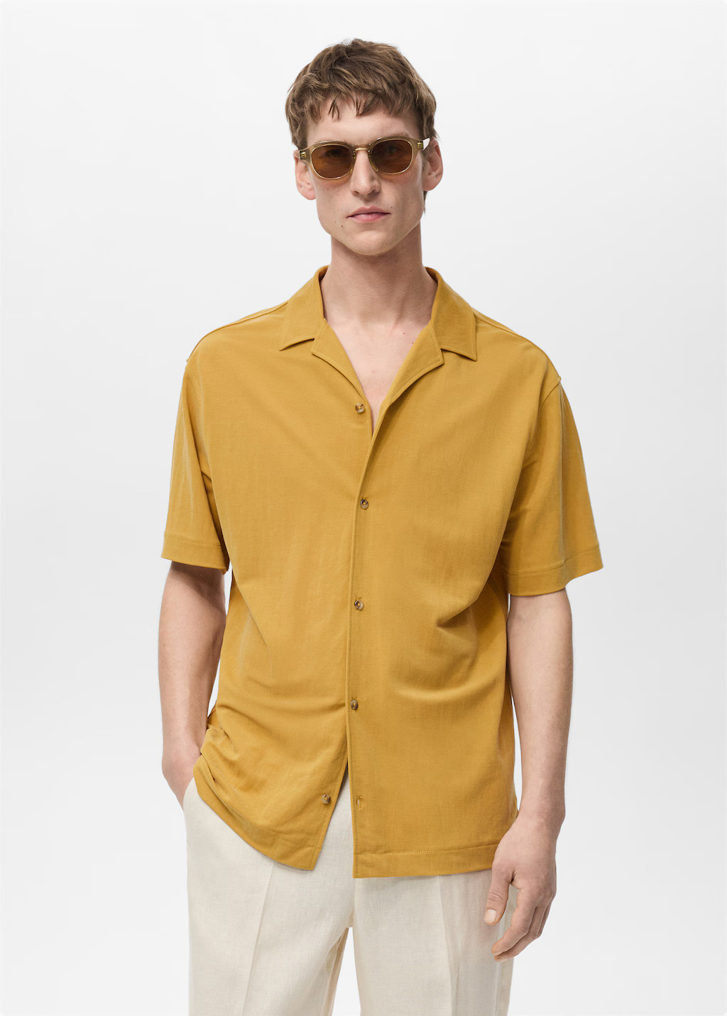 Modal shirt with bowling collar - Men | MANGO United Kingdom | MANGO (UK)