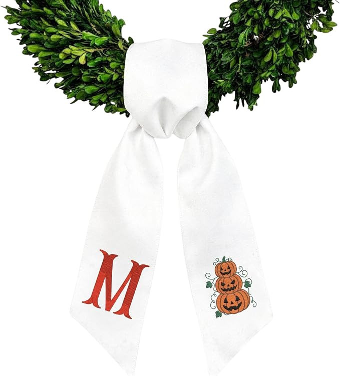Morxy Custom Halloween Monogram Wreath Sash - Personalized Fall Door Decor | Amazon (US)
