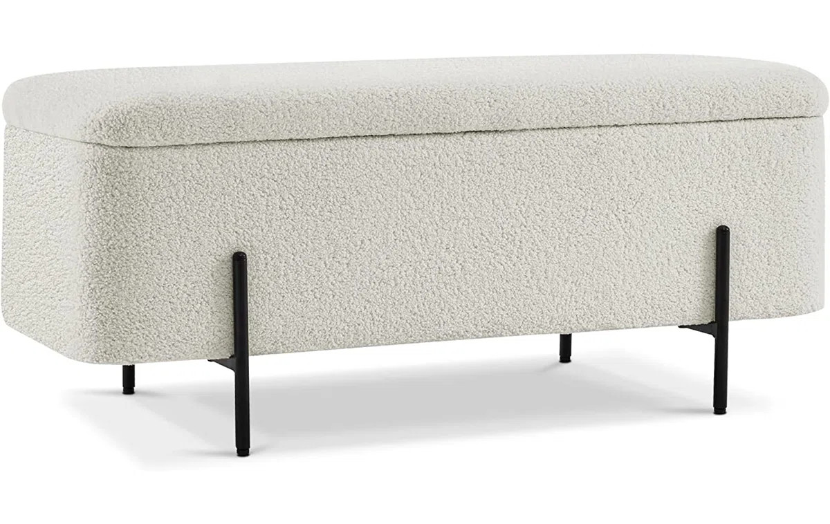Jezell Upholstered Flip top Storage Bench, Teddy Fabric Upholstered Footstool, Bed End Bench | Wayfair North America