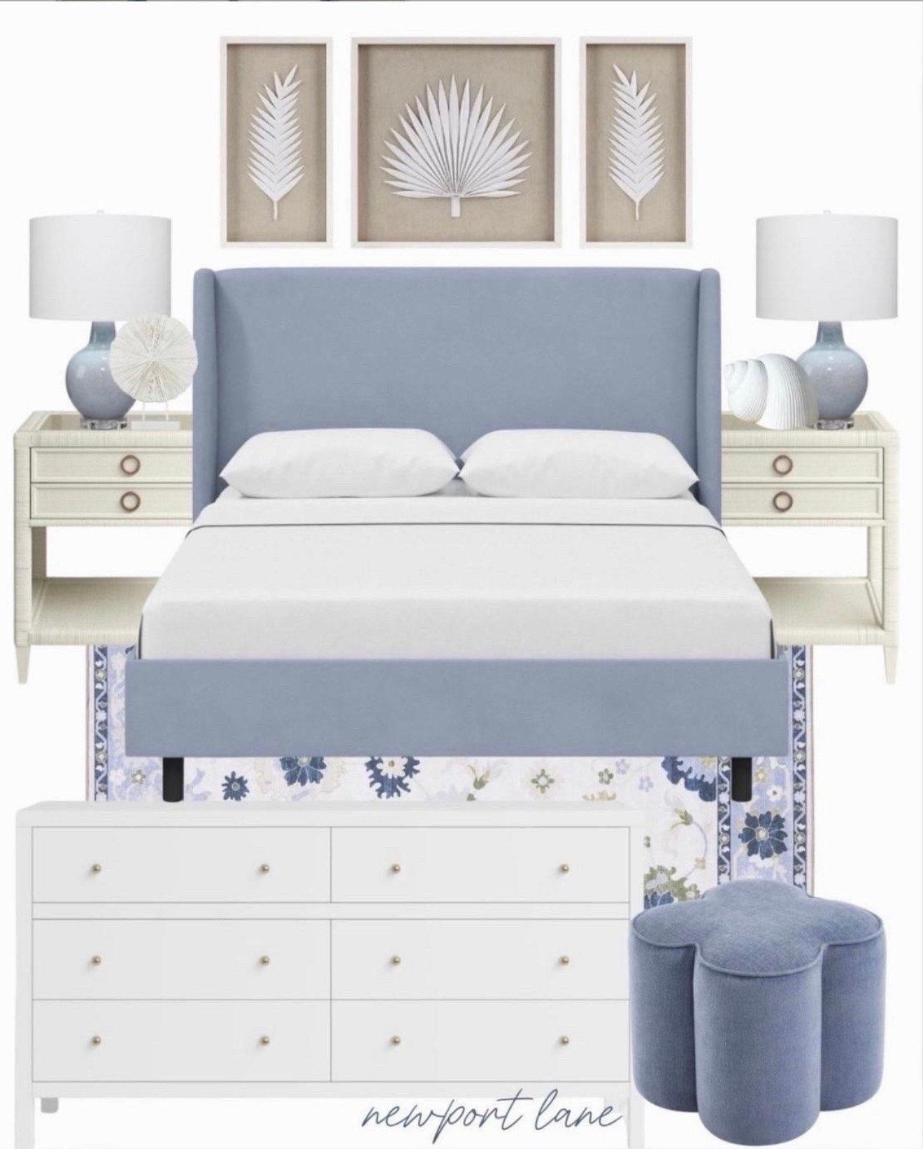 If a coastal bedroom could be a vibe, it would be this one 🤍 Blue upholstered bed, white rattan nightstands, crisp white dresser, blue lamps, and all the little coastal accents that pull it all together. The best part? It’s all shoppable and linked below! @Wayfair

#LTKHome #LTKSaleAlert #LTKU