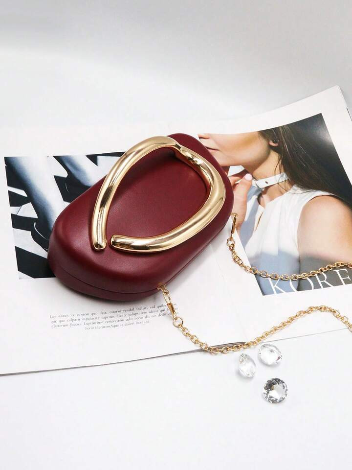 Burgundy PU Leather Clutch - Ideal For Valentine's Day, Comfortable And Fashionable, Fashion Hand... | SHEIN