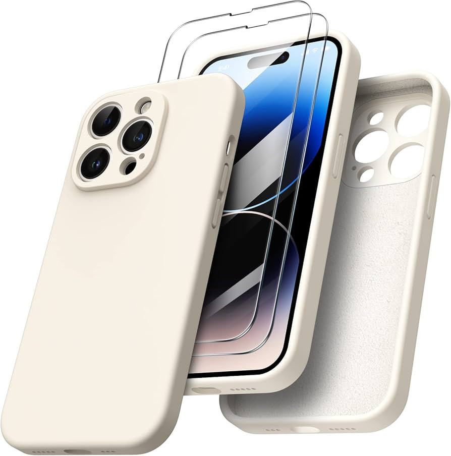 ORNARTO Designed for iPhone 14 Pro Case with 2X Screen Protector, Liquid Silicone Gel Rubber Cove... | Amazon (US)