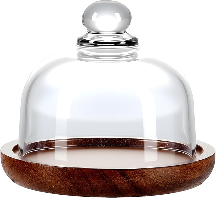 MKLZ Mini Glass Butter Dish with Lid, Clear Domed Cheese Dish with Handle, Individual Serving Sma... | Amazon (US)