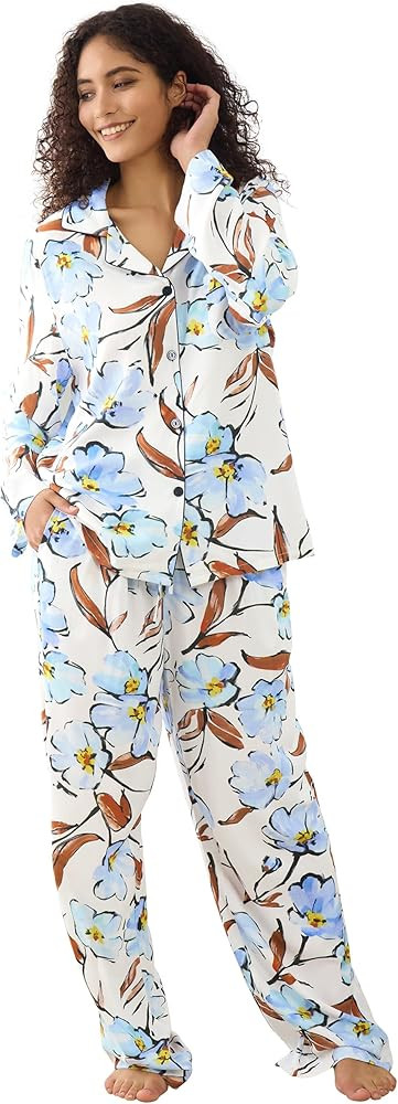 Womens Pajamas Set 2 Piece Long Sleeve Sleepwear Button Down Pjs Lounge Set Nightwear with Pocket... | Amazon (US)