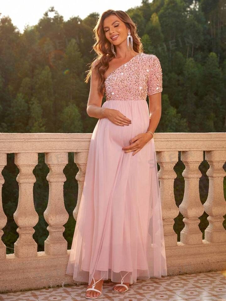 Joyfunear Maternity Sequin Dress | SHEIN