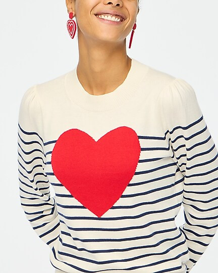 Puff-sleeve heart sweater | J.Crew Factory