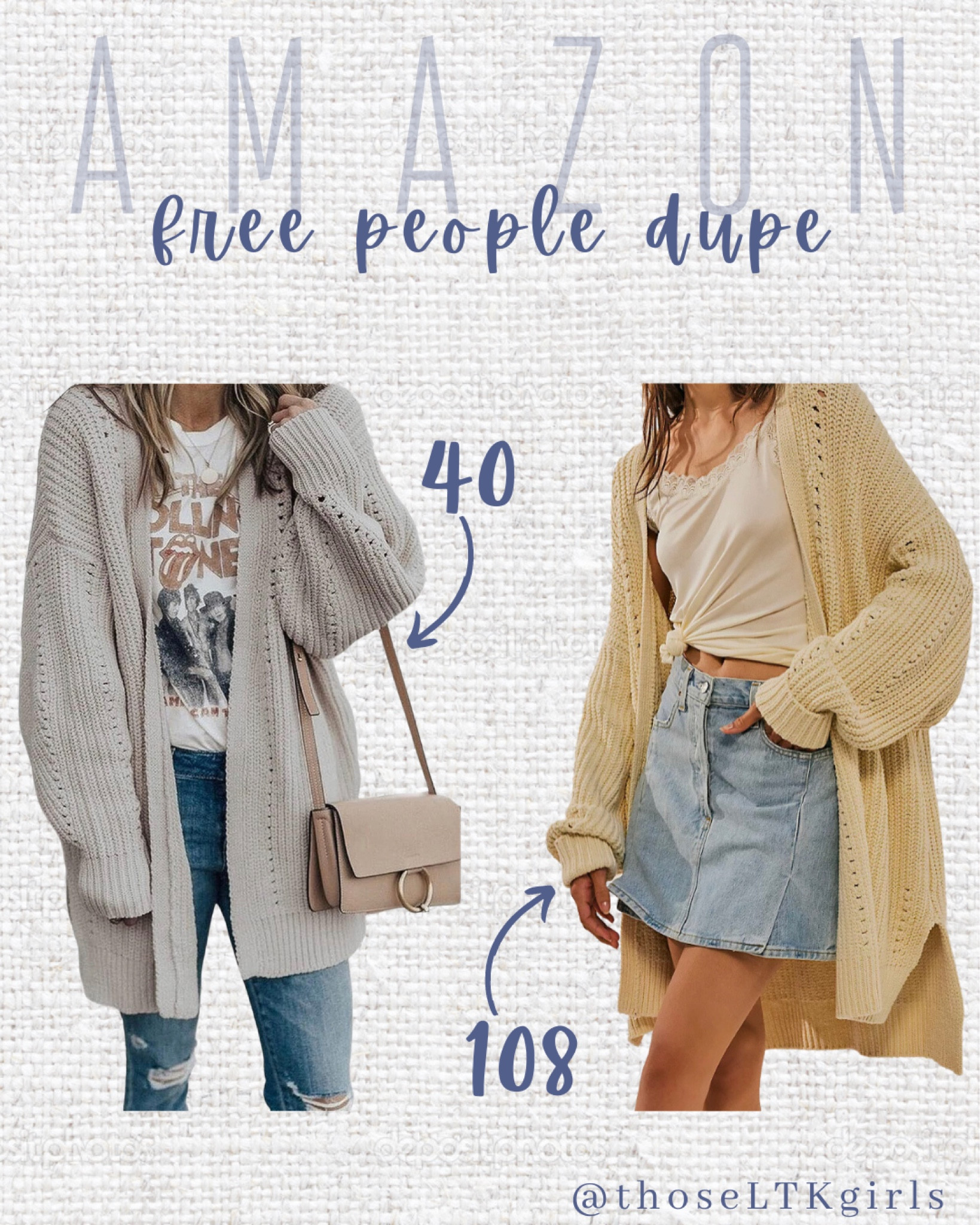 Amazon dupe for the Free People Nightingale Cardi✨




Amazon Find, Affordable Fashion, Fall Fashion Essentials, Transitional Jacket, Budget Friendly, Free People Inspired, Fall Outfit Idea, Cozy Cardigan, 

#LTKunder50 #LTKFind #LTKSeasonal