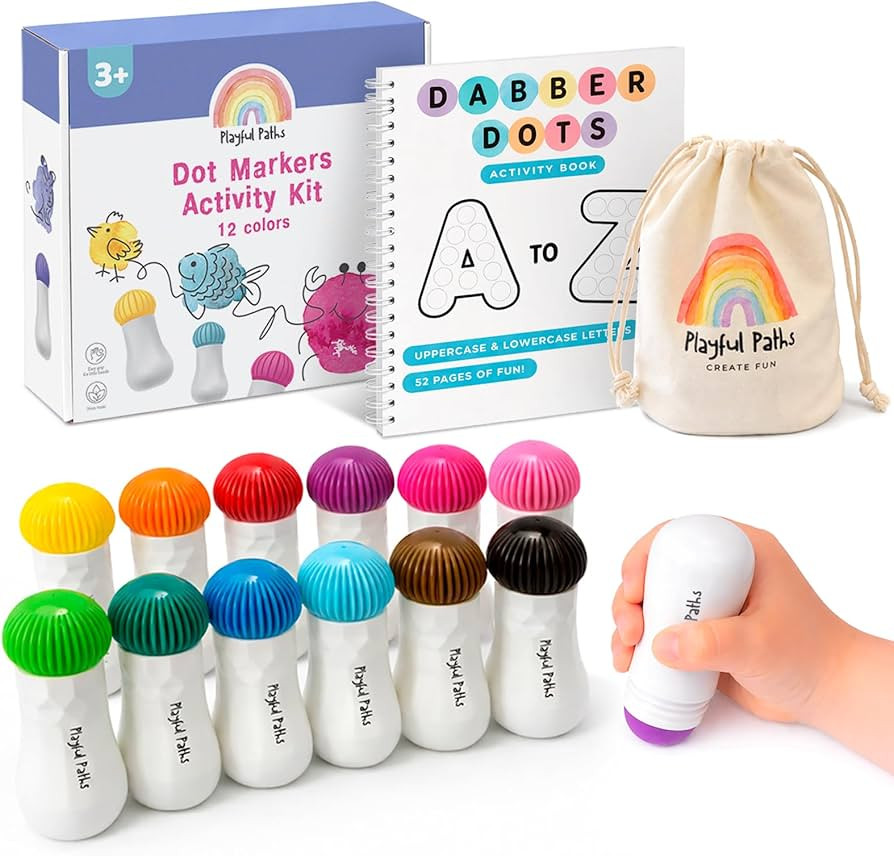 Playful Paths Dot Markers Activity Kit for Toddlers and Kids, 12 washable colors, Dot Paint Set W... | Amazon (US)