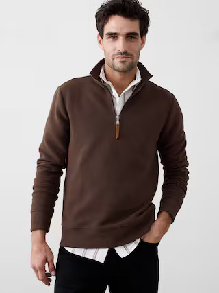 Knit Mock-Neck Half-Zip Sweatshirt | Banana Republic Factory