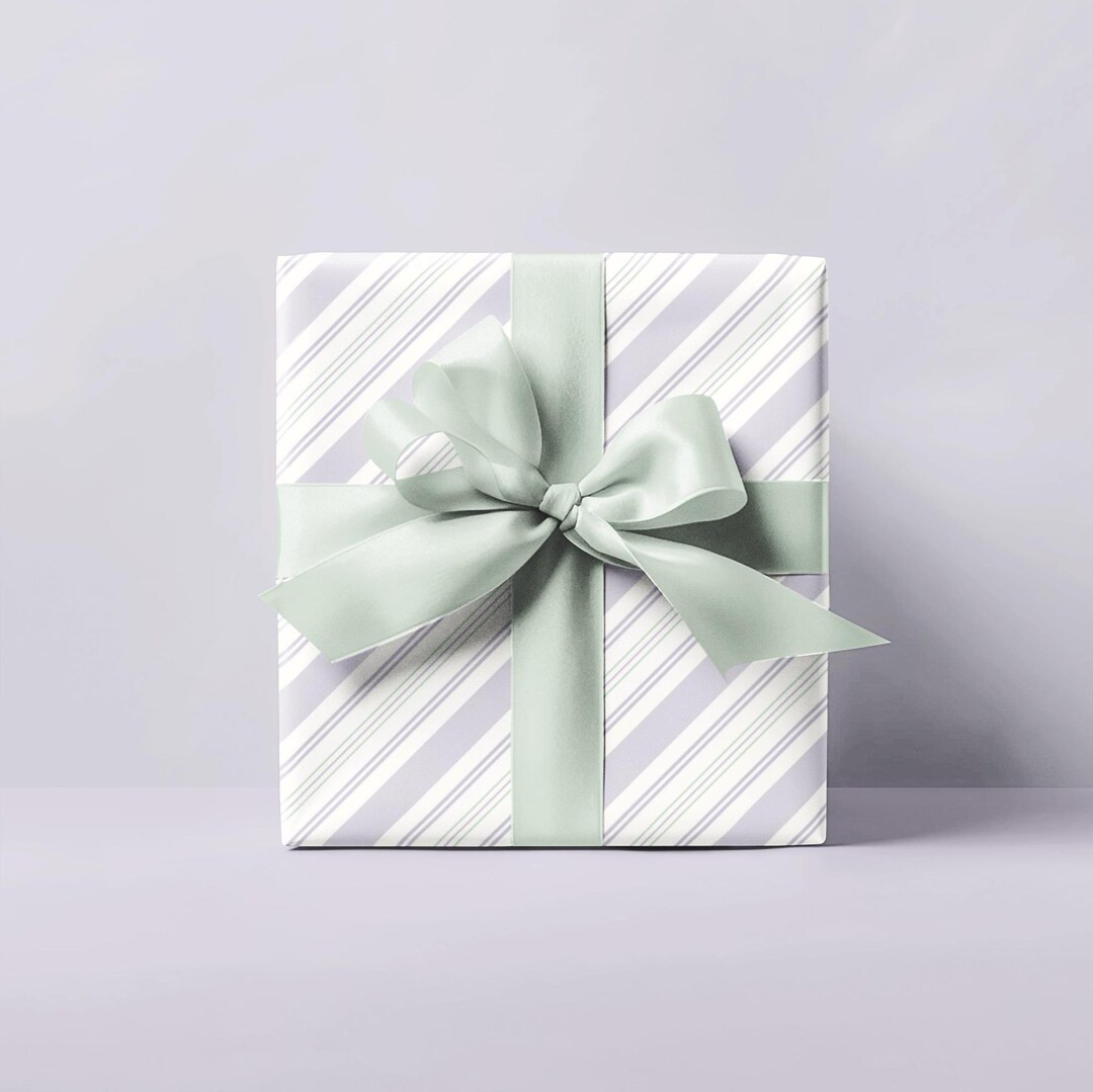 Candy Cane Stripe Lavender & Sage Wrapping Paper, Gift Wrap, Modern Pastel Holiday, Elegant Chris... | Etsy (US)
