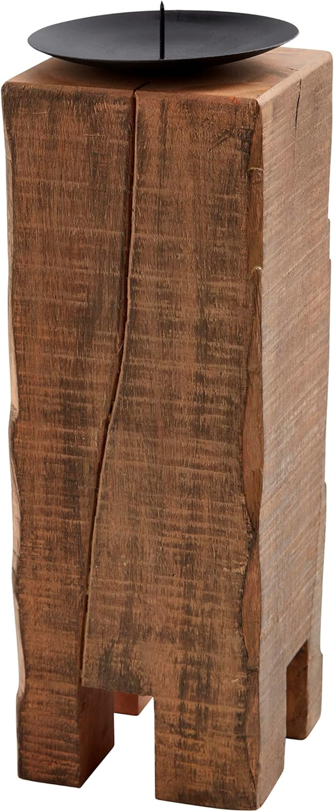 Mud Pie Lg Reclaimed Wood Candlestick, 10" x 3 1/2",Brown | Amazon (US)
