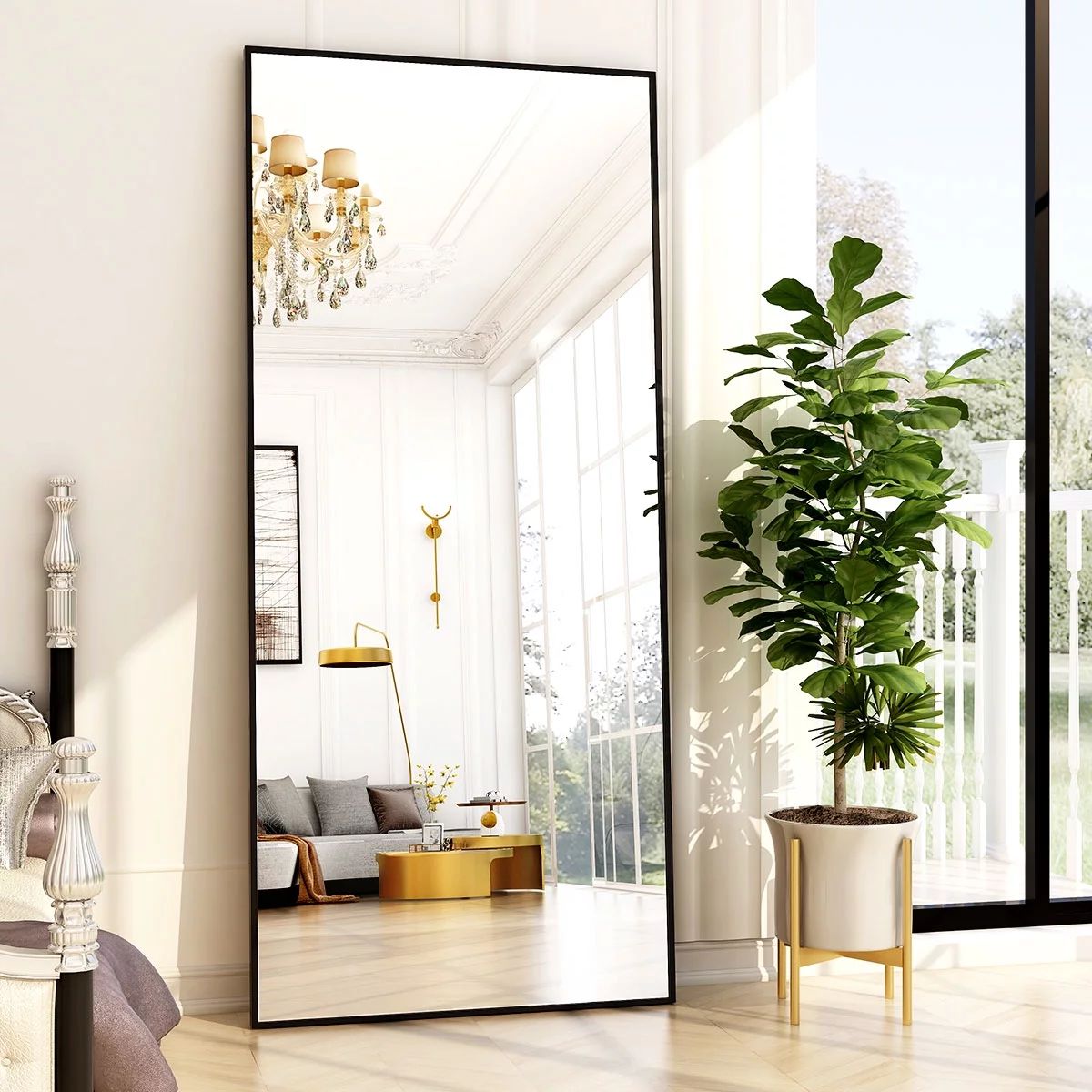 BEAUTYPEAK Full Length Mirror 71"x26" Rectangle Wall mirror Floor Mirrors for Leaning, Black | Walmart (US)