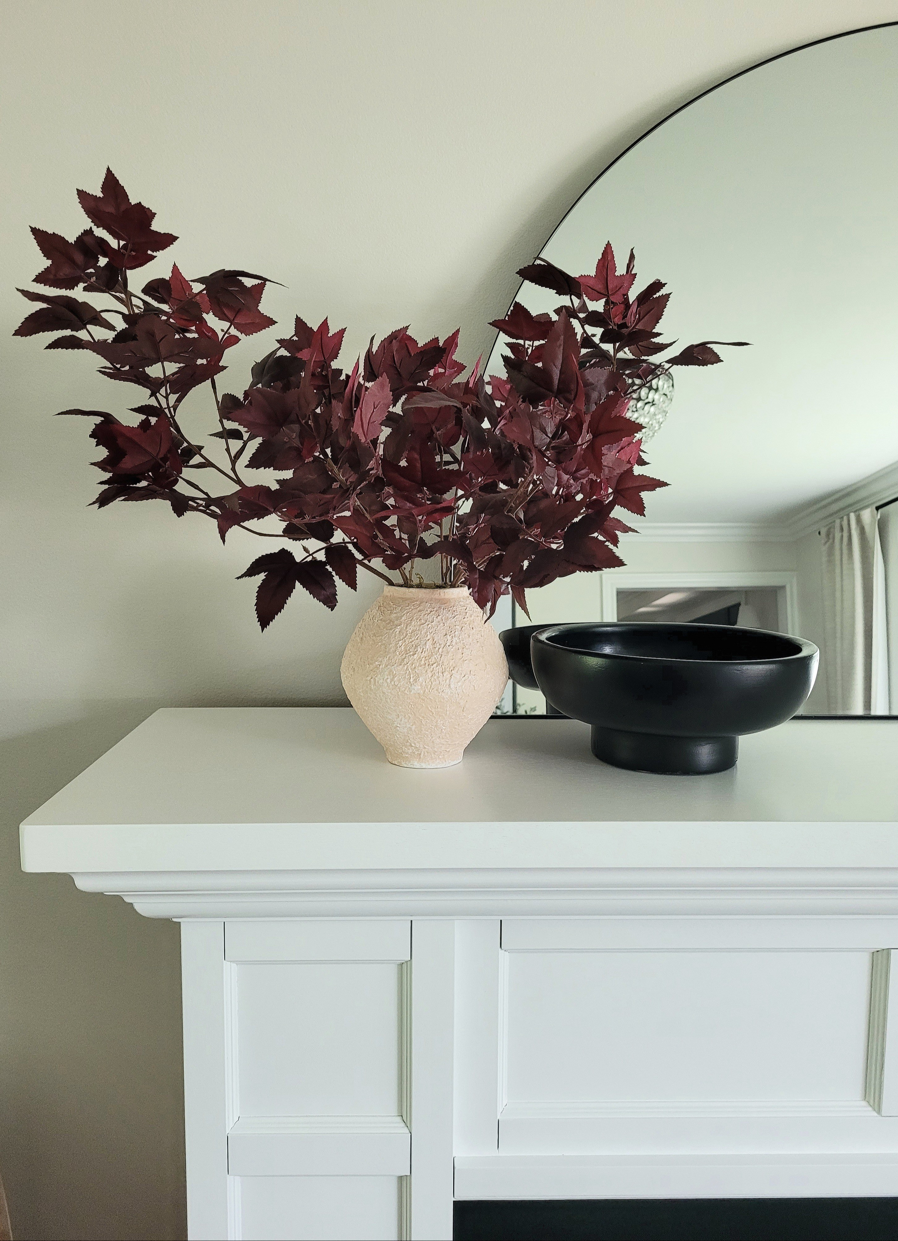 Fall Home Decor with the prettiest fall faux stem arrangement, decorative bowl,  and arch mirror. Mantle decor,  fall mantle styling,  target,  studio mcgee 

#LTKHome #LTKFindsUnder50 #LTKSeasonal
