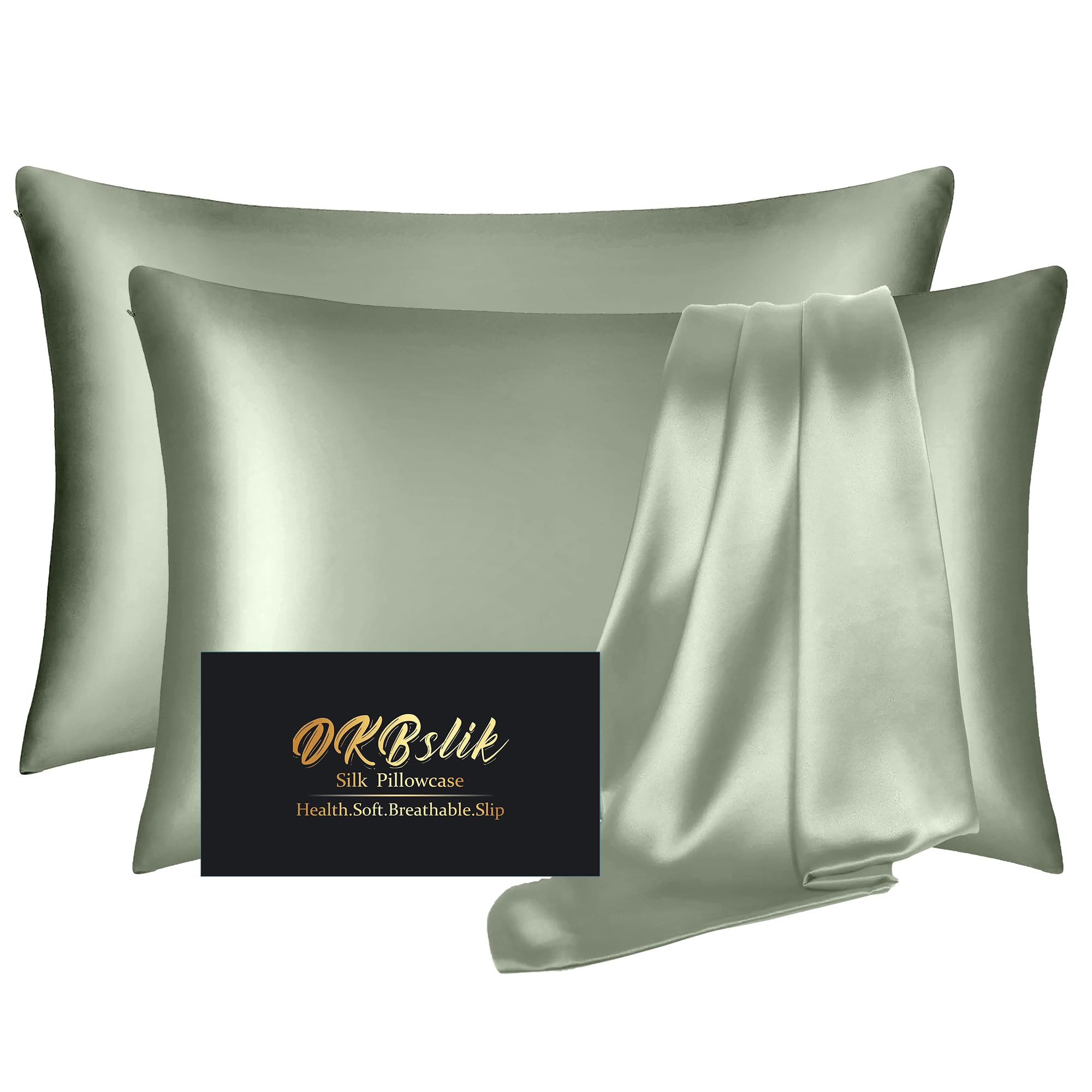Silk Pillow Cases 2 Pack, Mulberry Silk Pillowcases Standard Set of 2, Smooth, Anti Acne, Beauty ... | Amazon (US)