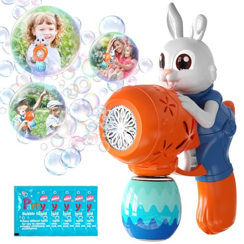 Easter Toys-Bunny Bubble Machine for Kids,Easter Eggs,Automatic Bubble Maker Blower Machine for Toddlers,Bubble Blaster, Birthday, Easter Gifts for Age 3+ Years Old Boys Girls(Blue) | Amazon (US)