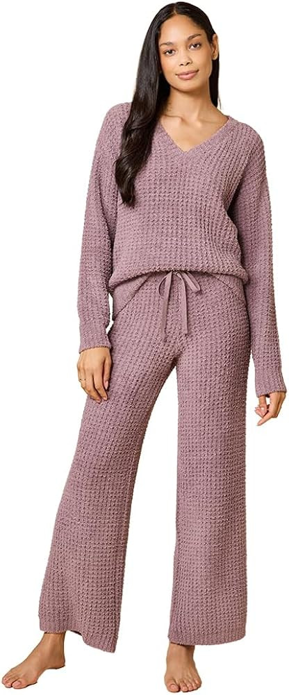 Softies Waffle Marshmallow V-Neck Lounge Set for Women – Ultra Soft 2-Piece Loungewear with Lon... | Amazon (US)