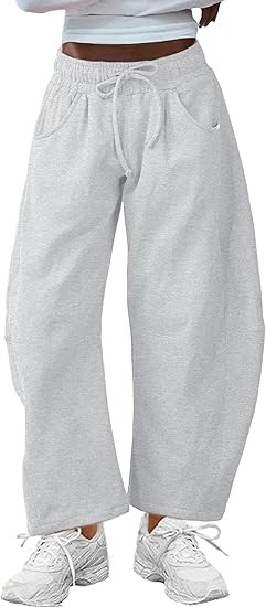 SeekMe Women's Barrel Leg Sweatpant Drawstring Elastic Waisted Wide Leg Pants Casual Cotton Palaz... | Amazon (US)