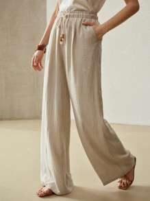 MOTF PREMIUM LINEN WIDE LEG PANTS | SHEIN