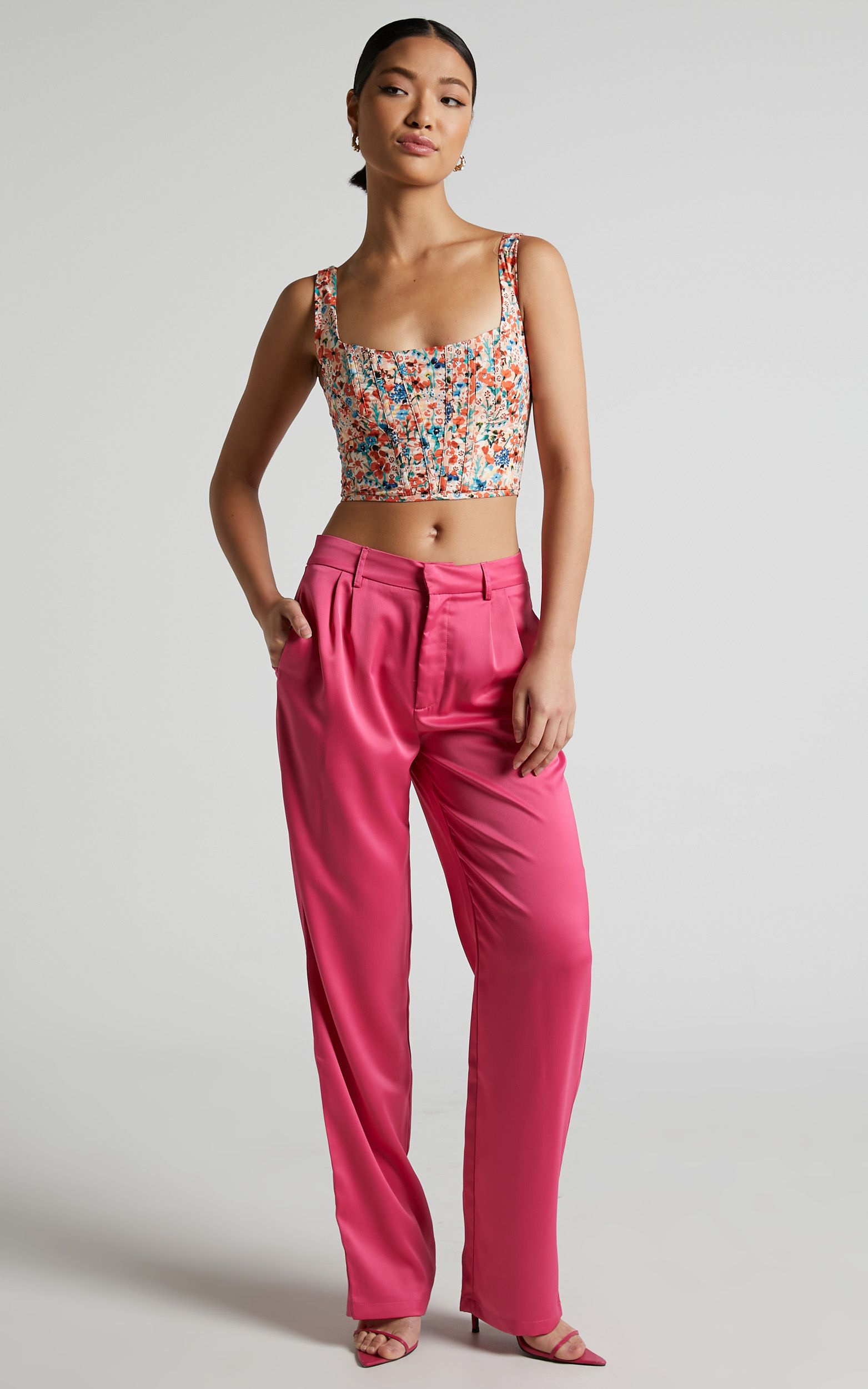 Jannie Pants - High Waist Tailored Pants in Pink | Showpo (US, UK & Europe)