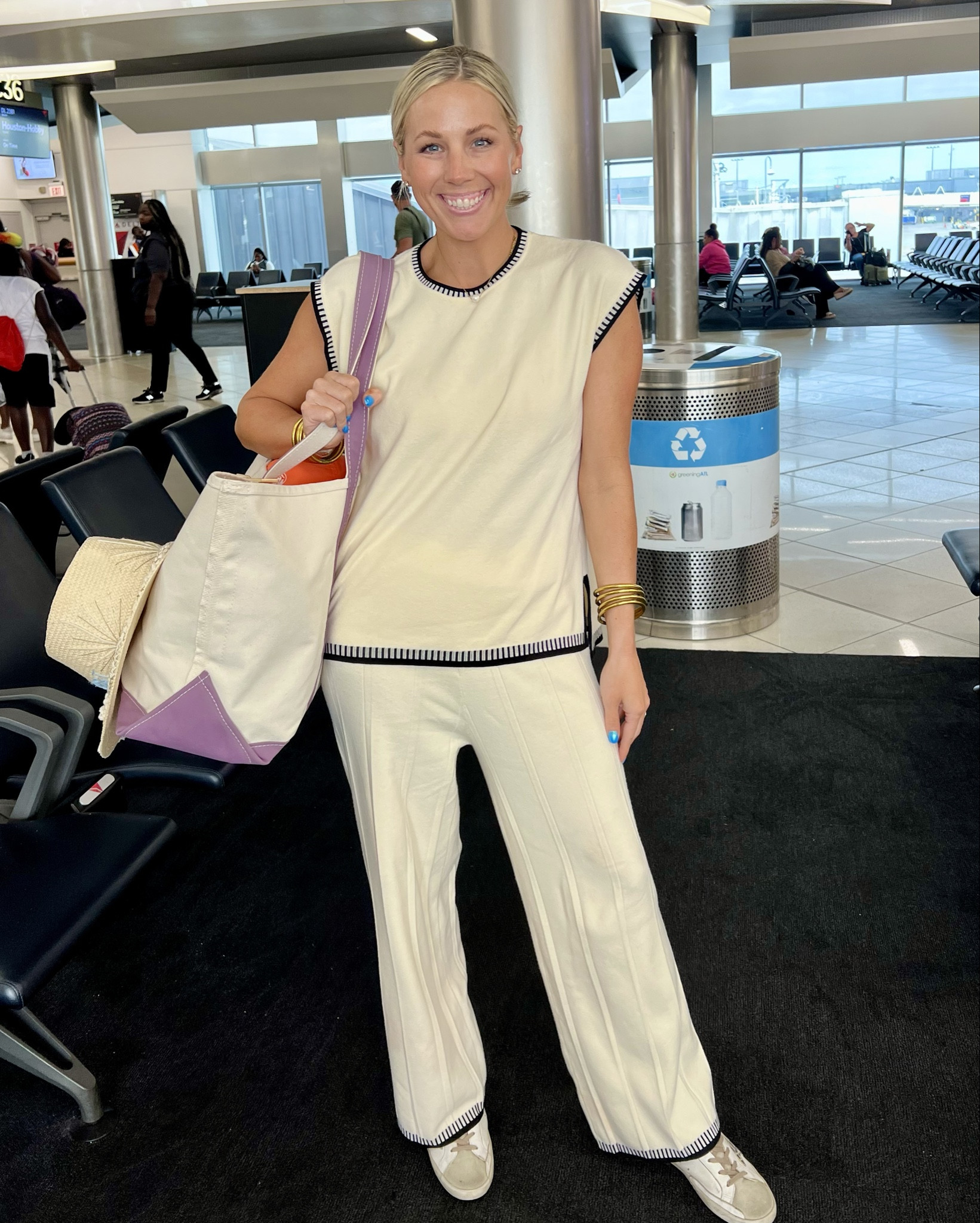 OOTD travel fit 
Set- Amazon, size small. SO comfy! 
Shoes- Golden Goose
Top tote hat clip 
LL Bean travel bag- size Large, long handles 

#LTKItBag #LTKTravel #LTKStyleTip