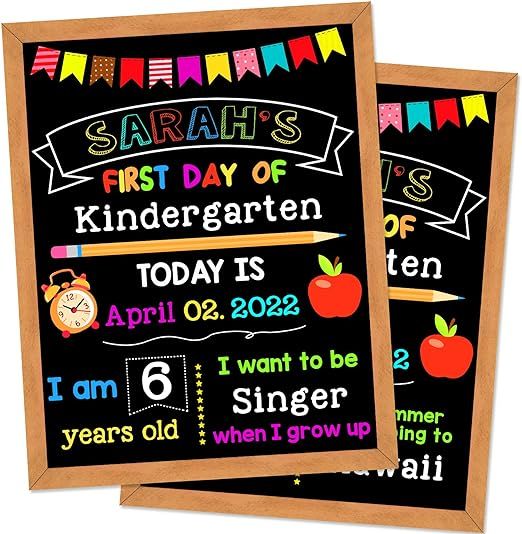 First & Last Day of School Board, 11 x 14 Inch Double Sided Back to School Chalkboard with Frame,... | Amazon (US)