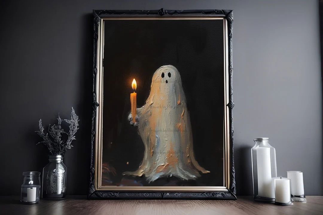 Ghost Holding A Candle, Vintage Poster, Art Poster Print, Dark Academia, Haunting Ghost, Hallowee... | Etsy (US)
