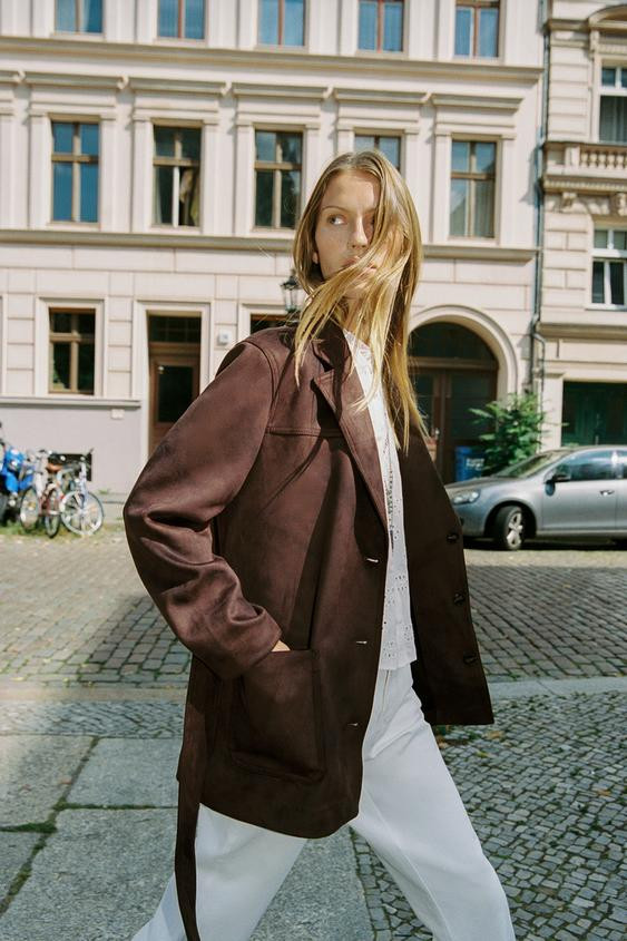 BELTED FAUX SUEDE JACKET | Zara Canada