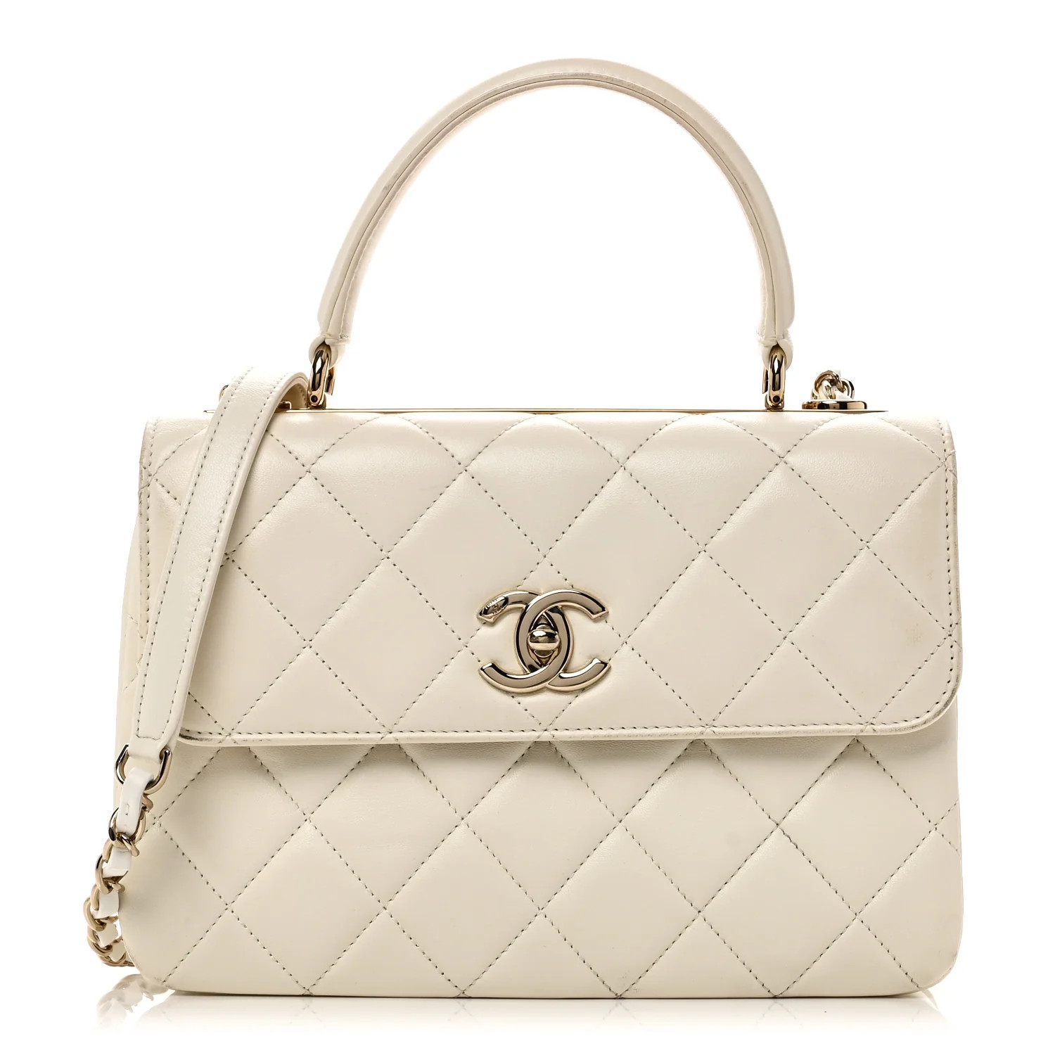 Chanel Lambskin Quilted Small Trendy CC Dual Handle Flap Bag White 1881392 | FASHIONPHILE (US)