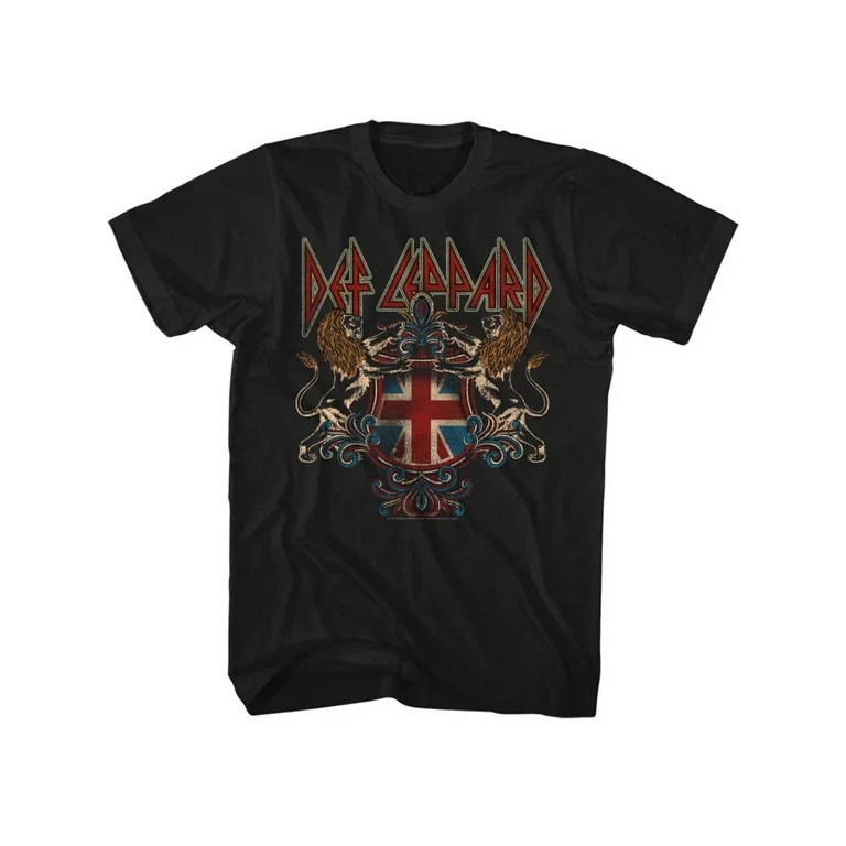 Def Leppard 80s Metal Band Rock N Roll Def Crest Adult T-Shirt Tee | Walmart (US)