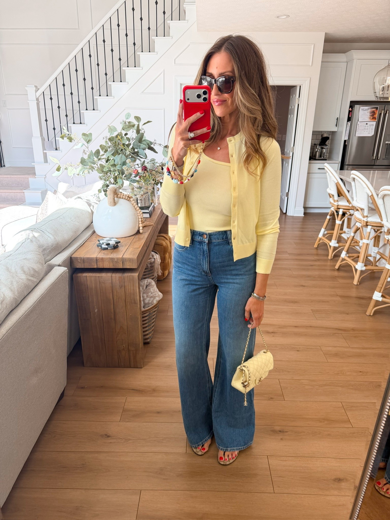 This buttery yellow cardigan set is such a fresh take on everyday style. The soft color paired with relaxed denim feels effortless and elevated, and it is one of those outfits that looks put together without trying too hard.

yellow cardigan outfit, butter yellow trend, summer outfit ideas, casual chic outfit, everyday style inspiration, wide leg jeans, elevated basics, feminine casual style, neutral accessories, spring to summer fashion, effortless outfit idea, themominstyle

#LTKSeasonal #LTKootd #LTKOver40