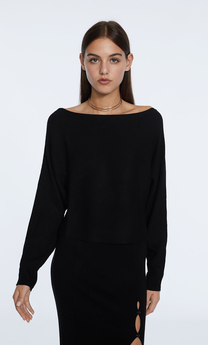 Boat neck knit sweater - Women's fashion | Stradivarius United Kingdom | Stradivarius (UK)