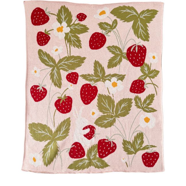 Strawberry Bunny Organic Cotton Blanket | Maisonette