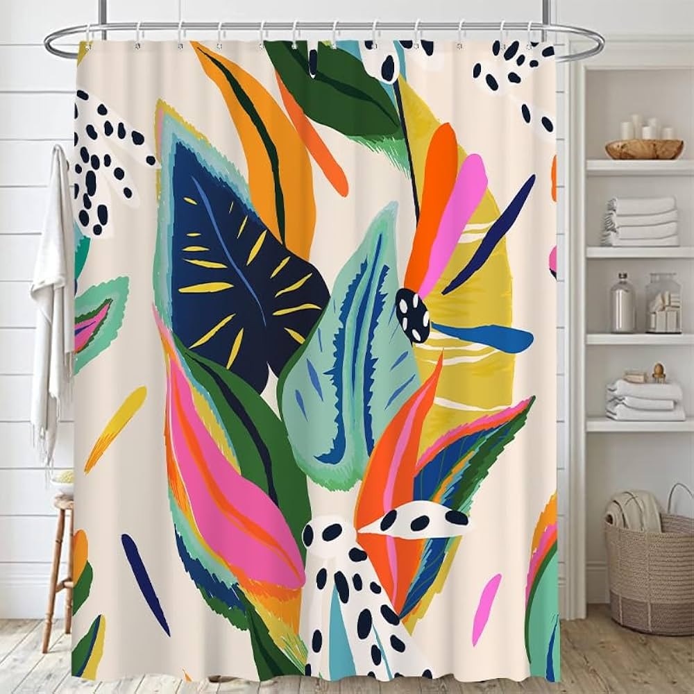 Lofaris Floral Jungle Boho Shower Curtain for Bathroom Colorful Bohemian Abstract Asthetic Pastel... | Amazon (US)