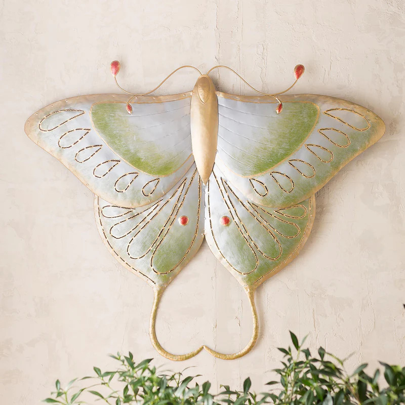 Handcrafted Metal Luna Moth Wall Art | Plow & Hearth