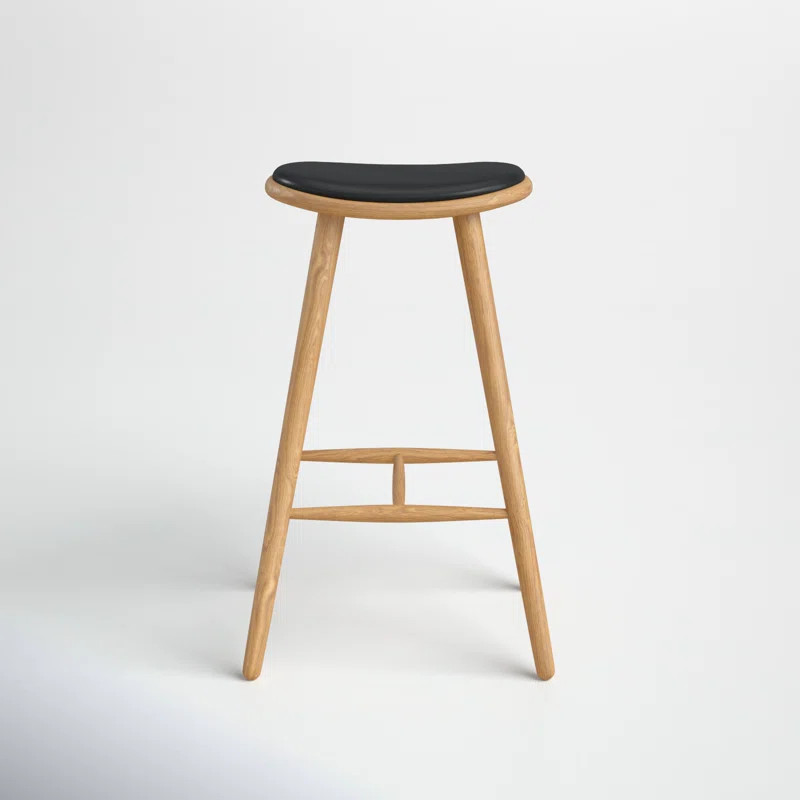 Beck 27'' Solid Wood and Leather Backless Counter Stool | Wayfair North America