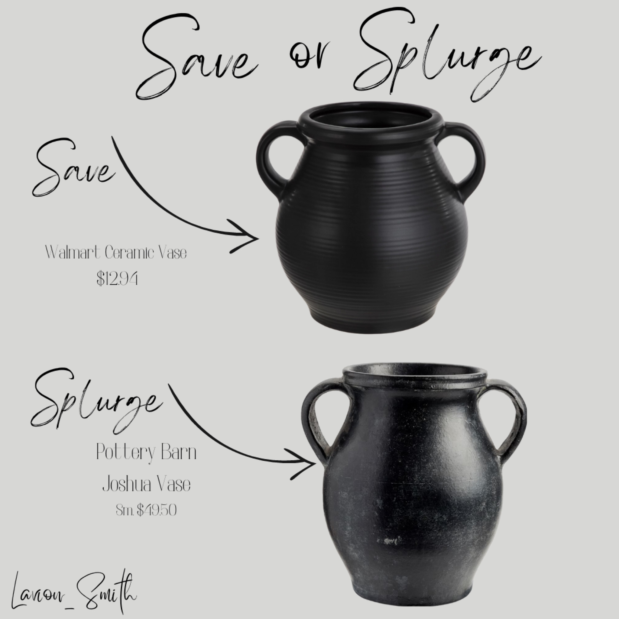 Save or splurge? Black ceramic Vase 

Walmart. Pottery barn. Ceramic vase. Save or splurge. Handcrafted. Home decor ideas. Affordable home decor. Holiday decor. 

#LTKunder100 #LTKunder50

#LTKhome #LTKHoliday #LTKSeasonal