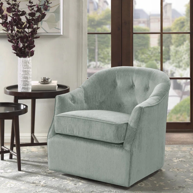 Loretta Button Tufted Velvet Swivel Armchair | Wayfair North America