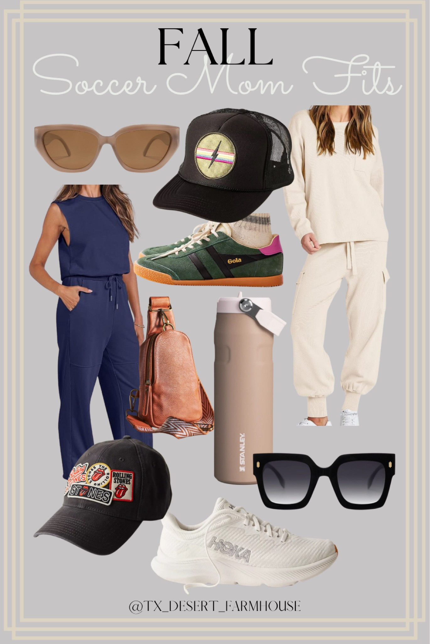 Soccer Mom Fall Outfits & Accessories 

ANRABESS Jumpsuits for Women Casual Summer Sleeveless 2024 Romper One Piece Outfit Active Workout Lounge Jumpsuits Pockets

Caracilia Women's Two Piece Outfits Sweater Sets Long Sleeve Knit Tops Matching Cargo Jogger Pants 2024 Fall Lounge Sets

SOJOS Vintage Oversized Square Sunglasses for Women,Retro Womens Luxury Big Sun Glasses UV400 Protection SJ2194

SOJOS Trendy Cute Cat Eye Polarized Sunglasses for Women Fashion Cateye Womens Sunnies SJ2237

HOKA® Solimar Sneakers

Gola Elan Sneakers

Rolling Stones Patchwork Baseball Hat

Friday Feelin Electric Rainbow Trucker Hat

Liberty Sling Bag

THE ALMOND ROSE ICEFLOW™ BOTTLE WITH FLIP STRAW LID | 24 OZ

#soccermom #momfit #soccergame #soccermomoutfit #momoutfit #soccer #sidelinefashion #jumpsuit #sweatsuit #stanley #sunglasses #hats #weekendoutfit #shoppingfit #shoppingoutfit #brunch

#LTKSeasonal #LTKStyleTip #LTKFitness