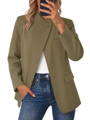 Cicy Bell Women Casual Blazer Business Stand Collar Open Front Suit Jacket | Amazon (US)