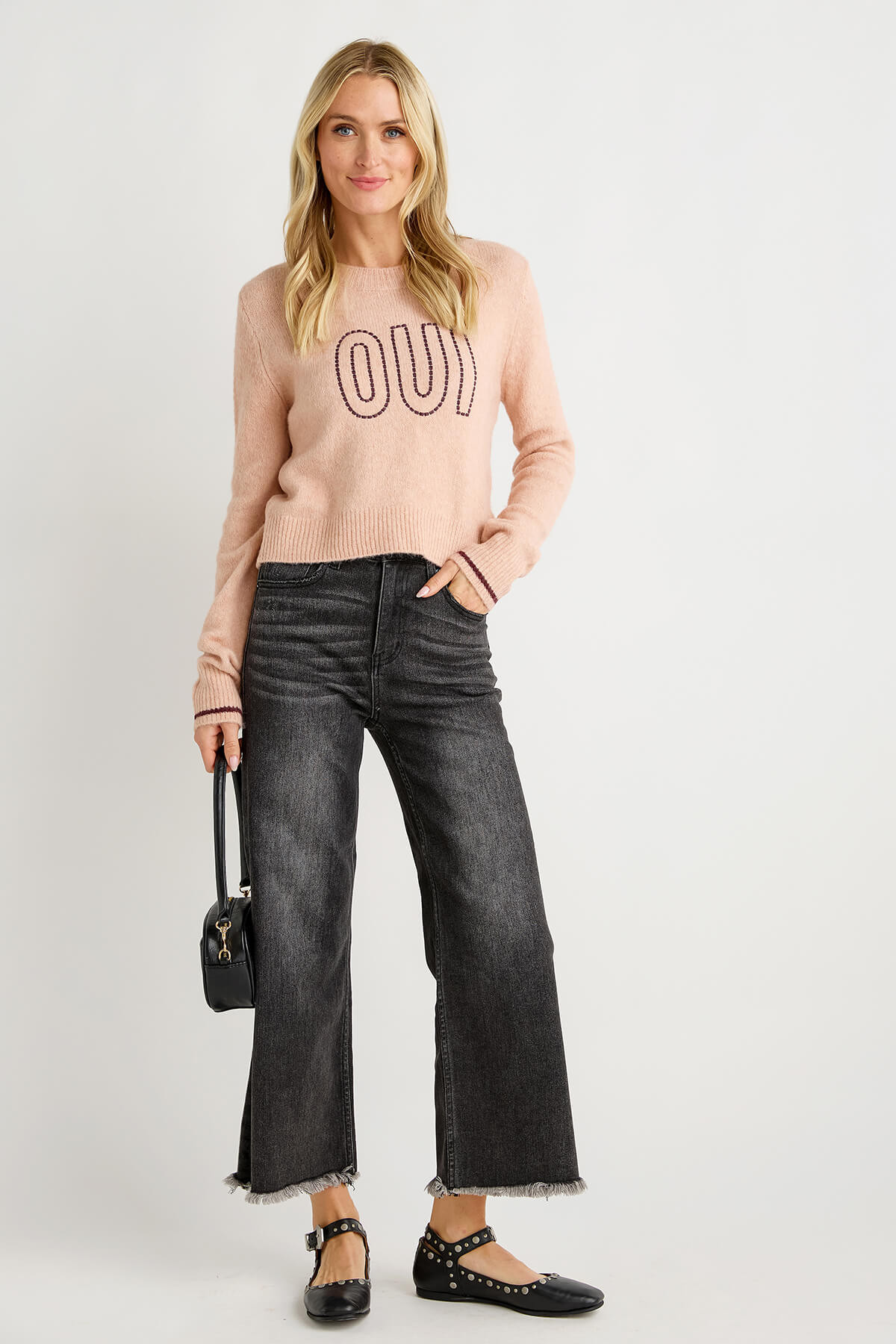 Risen Crop Washed Black Jeans | Social Threads