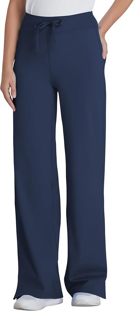 QBK Wide Leg Scrub Pants for Women - High Rise Straight Wide Leg Yoga Scrub Uniform Pants, Anti-W... | Amazon (US)