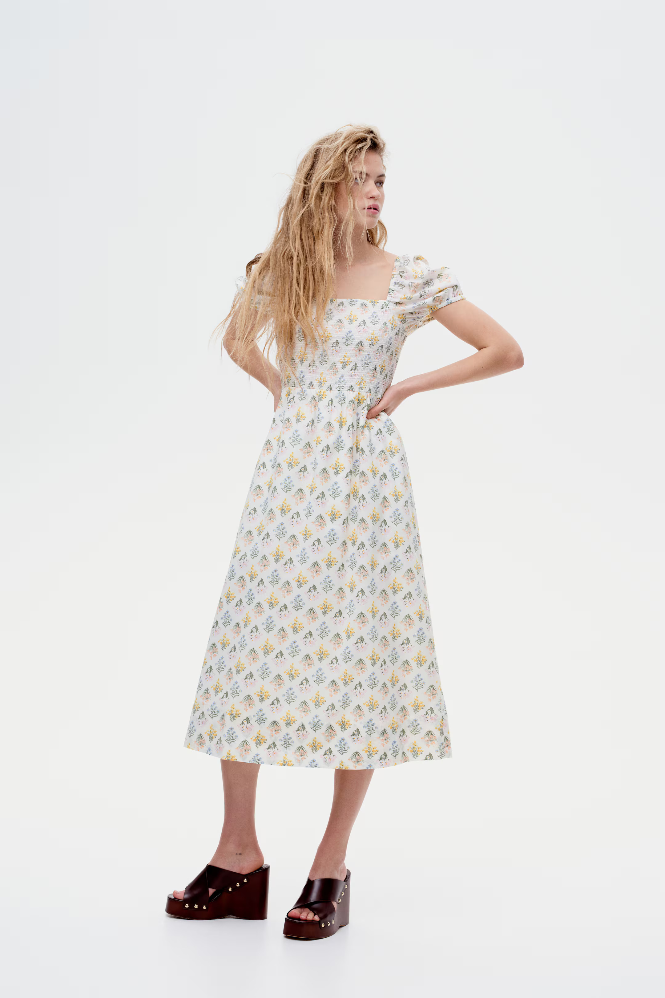 Puff-sleeved cotton dress | H&M (UK, MY, IN, SG, PH, TW, HK)