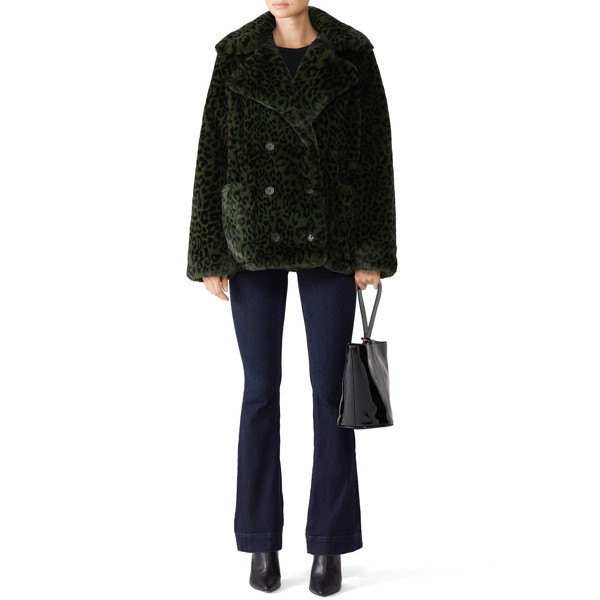 Zadig & Voltaire Miles Leo Faux Fur Coat black-print | Rent the Runway