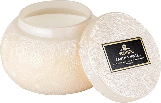 Voluspa Santal Vanille Candle | Embossed Glass Chawan Bowl | 14 Oz. | 50 Hour Burn Time | Coconut... | Amazon (US)