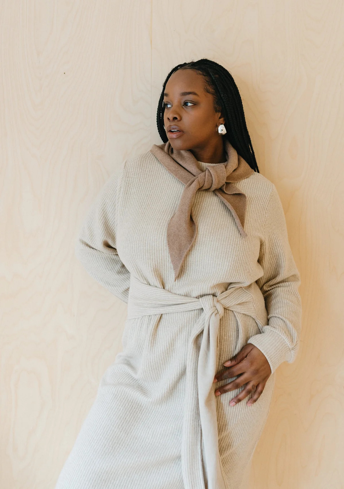 Merino Triangle Scarf in Coffee | The Tartan Blanket Co.