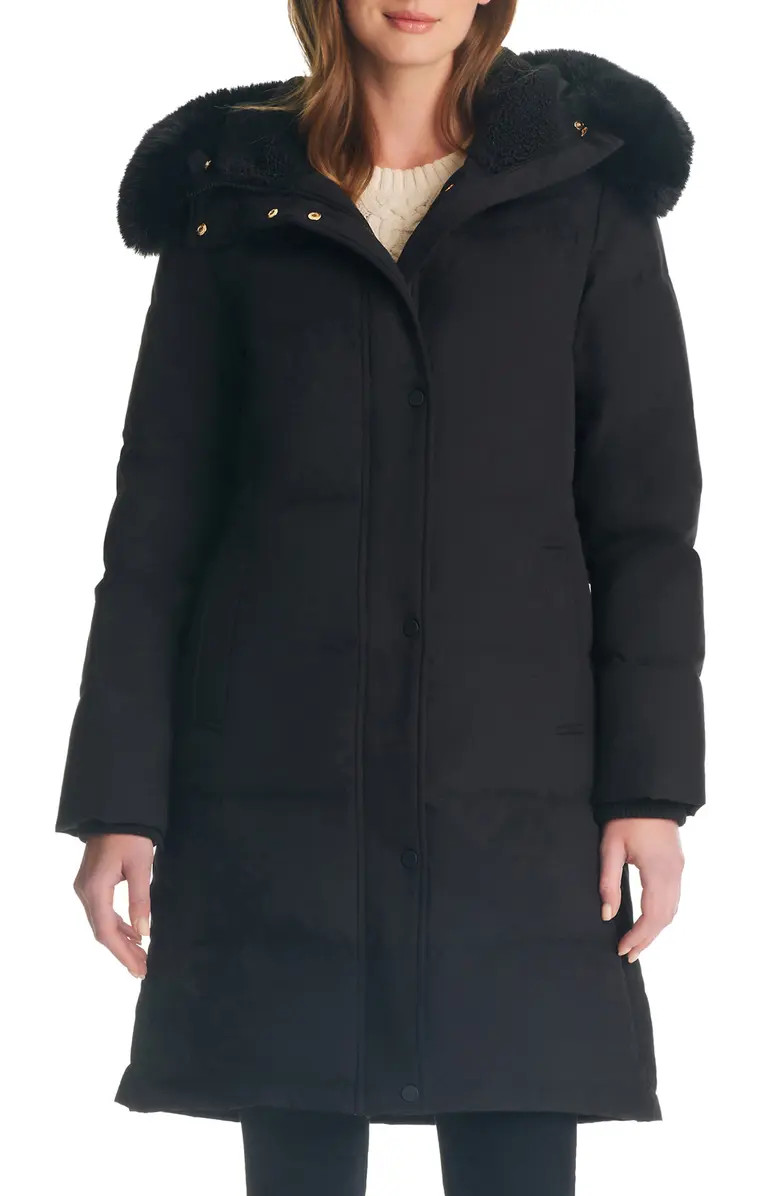 Longline Quilted Parka with Faux Fur Trim | Nordstrom