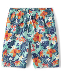 Mens Matching Family Tropical Swim Trunks - mellow aqua | The Children's Place