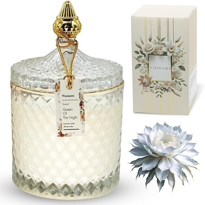 VIONAMI Luxury Scented Candle Gift – Queen of The Night Rare Flower Fragrance in Elegant Glass ... | Amazon (US)